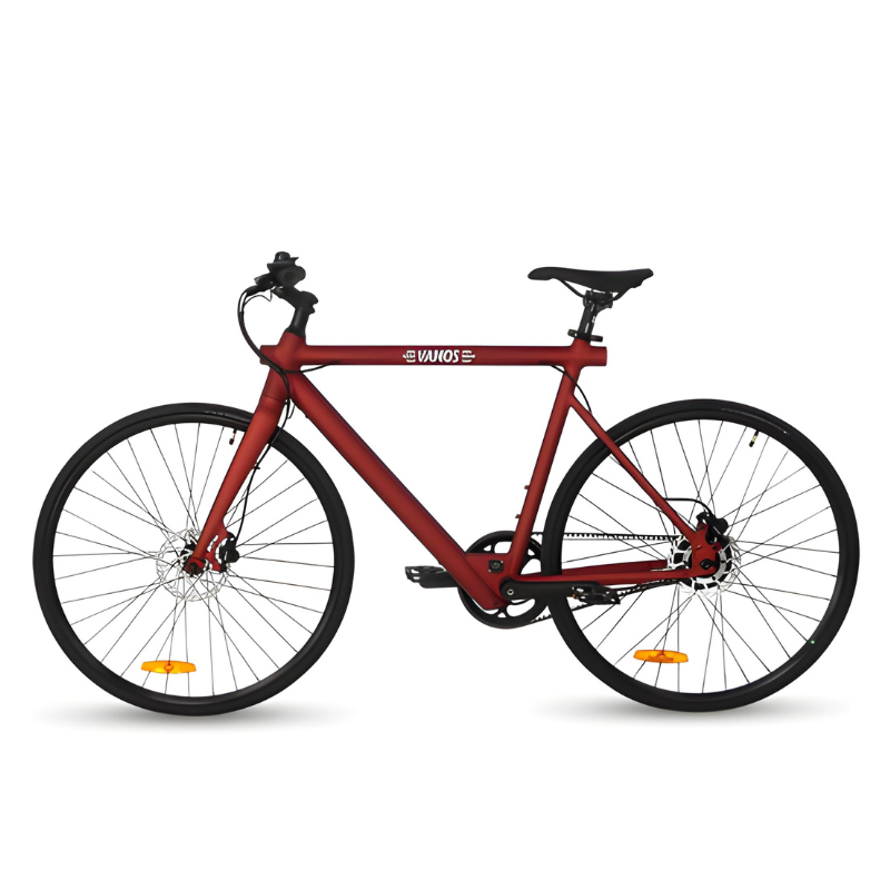 VAMOS Pluma 250W 36V 7Ah Electric Bike Red Side View