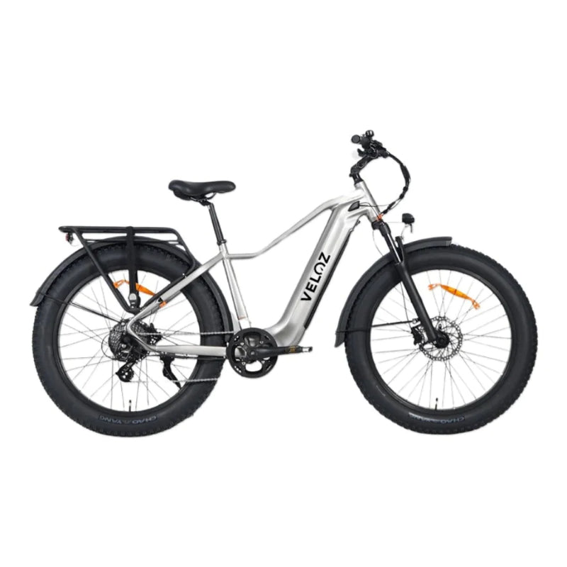 VELOZ Discovery Fat 750W 48V 15Ah Electric Bike in Silver Right Side View