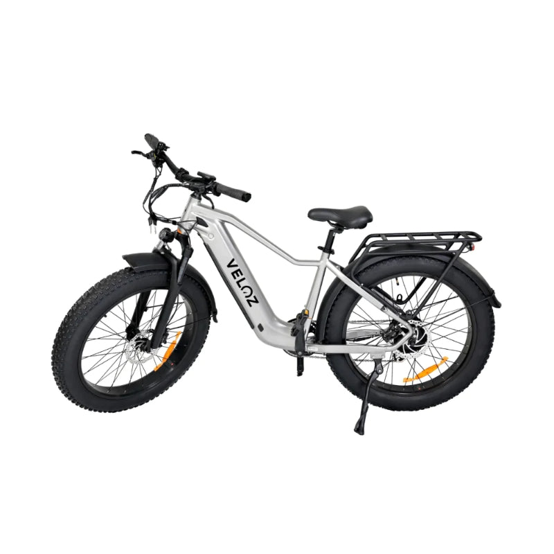 VELOZ Discovery Fat 750W 48V 15Ah Electric Bike in Silver Side View