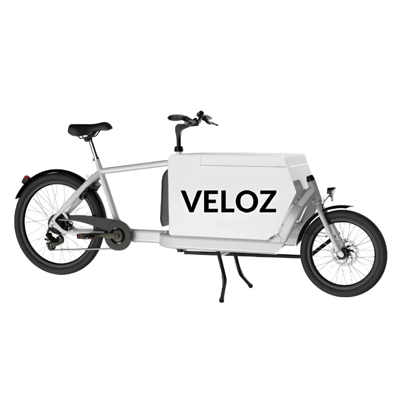 VELOZ JX2 250W 36V 13Ah Electric Cargo Bike in White Front Side View