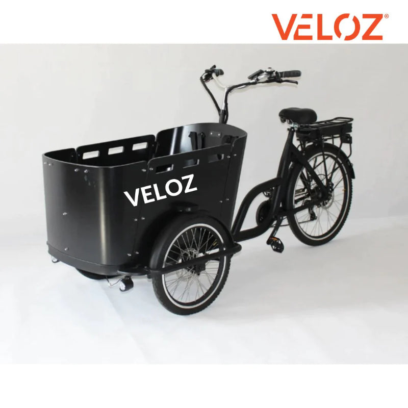 VELOZ JX350 350W 48V 13Ah Electric Cargo Trike Bike Front Side View