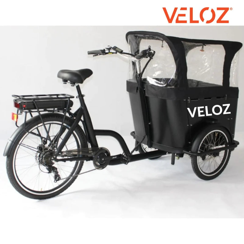 VELOZ JX350 350W 48V 13Ah Electric Cargo Trike Bike Rear Side View