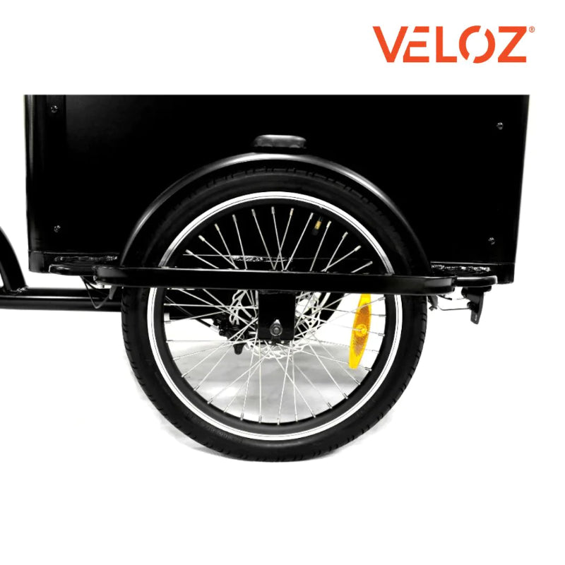 VELOZ JX500 500W48V 20Ah Electric Cargo Trike Bike in Black Cargo Tyre View