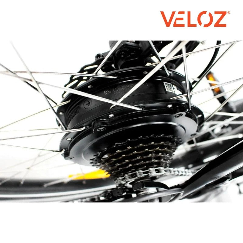 VELOZ JX500 500W48V 20Ah Electric Cargo Trike Bike in Black Rear Top Motor View