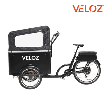 VELOZ JX500 500W48V 20Ah Electric Cargo Trike Bike in Black Side View