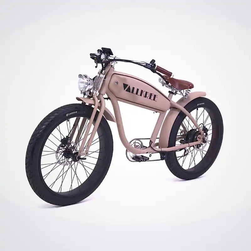 Vallkree The Drifter 250/500W 4V 15Ah Electric Bike Desert Storm Matte Front Side View