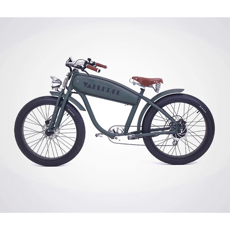 Vallkree The Drifter 250/500W 4V 15Ah Electric Bike Planet Green Matte Left Side View