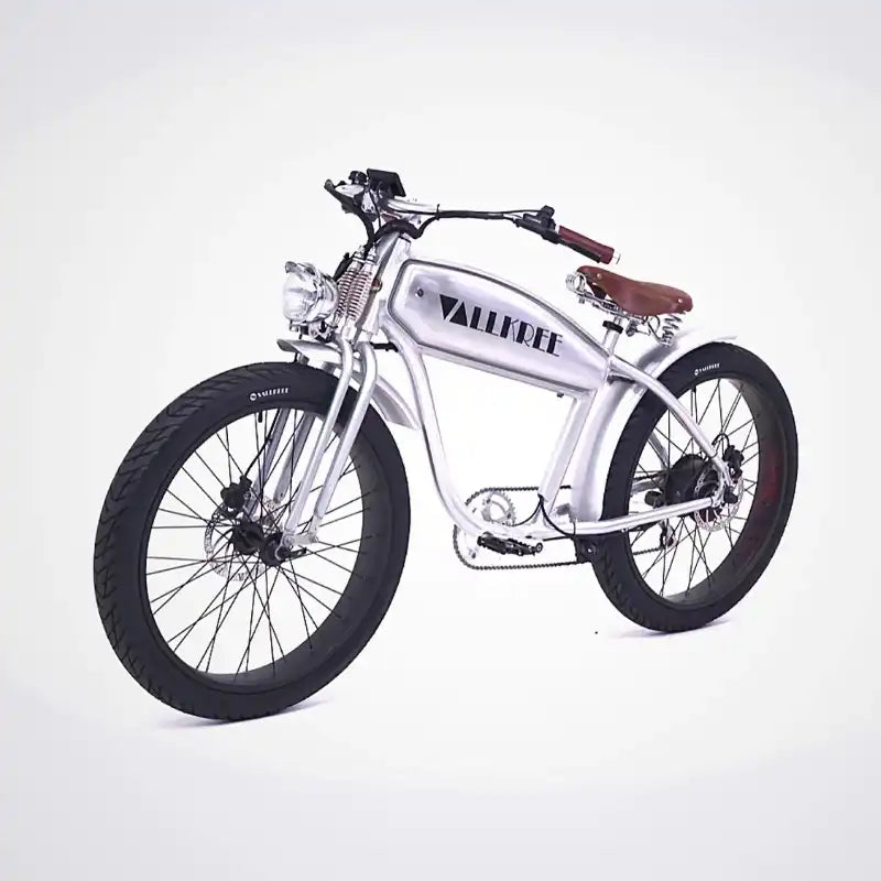 Vallkree The Drifter 250/500W 4V 15Ah Electric Bike Silver Bullet Gloss Left Front Side View