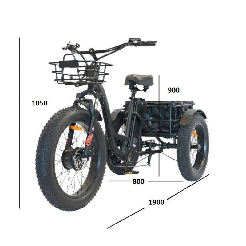 Veloz 2024 Grand-Prix 500W Motor 120km Autonomy 20Ah Samsung Battery 150+ Kilos Weight Trike E-Bike