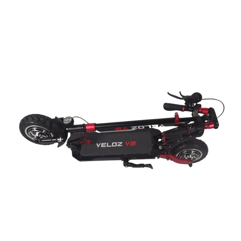 Veloz V2 2400W Keylock + Puncture Proof Tyres + App All Terrain Dual Motor E-Scooter in Black/Red