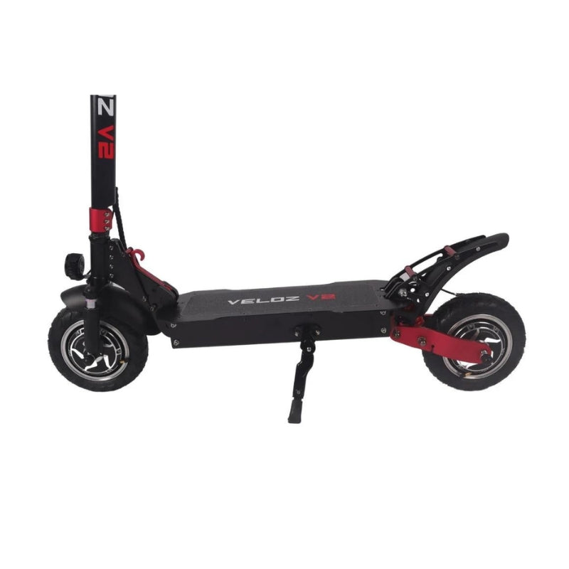 Veloz V2 2400W Keylock + Puncture Proof Tyres + App All Terrain Dual Motor E-Scooter in Black/Red