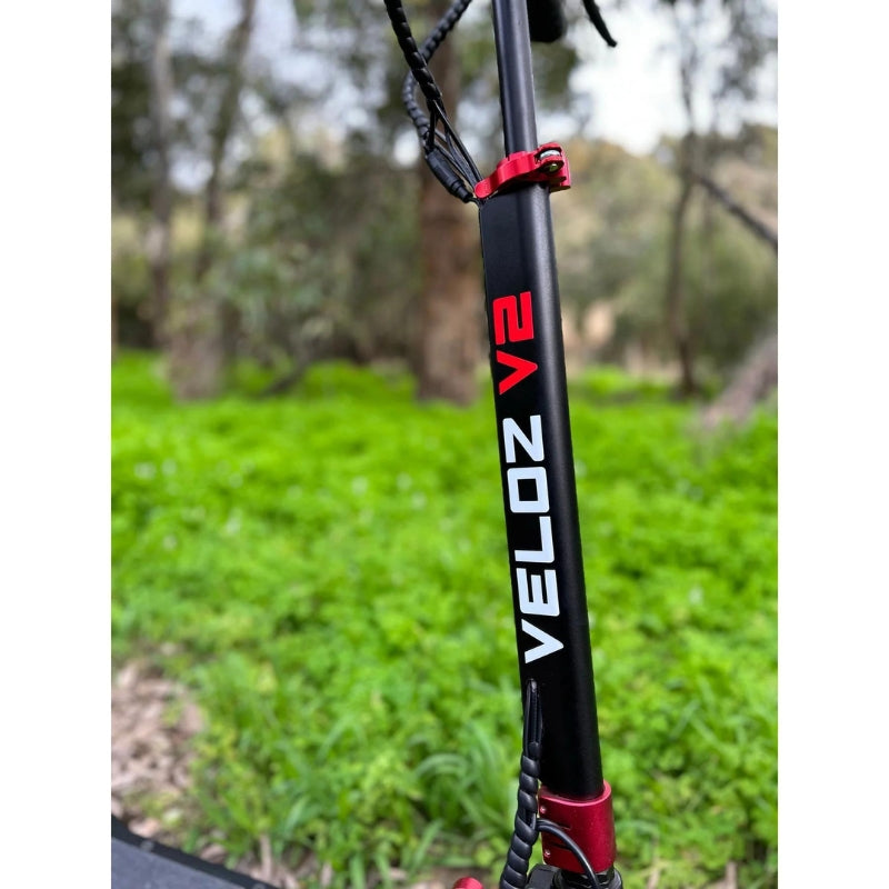 Veloz V2 2400W Keylock + Puncture Proof Tyres + App All Terrain Dual Motor E-Scooter in Black/Red