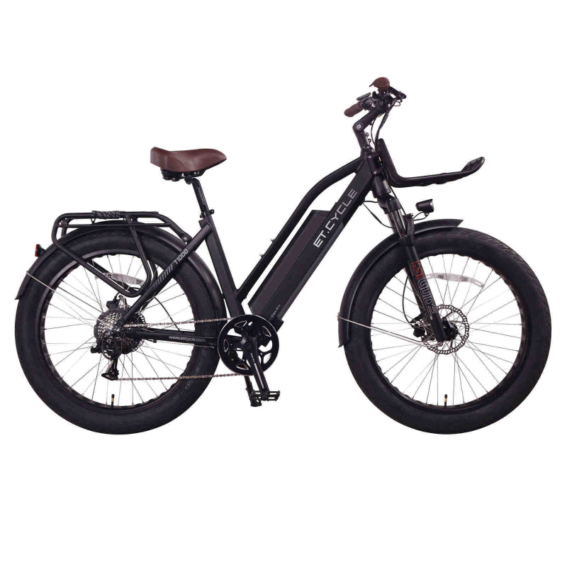  ET Cycle T1000 electric fat tire bike in black right side view