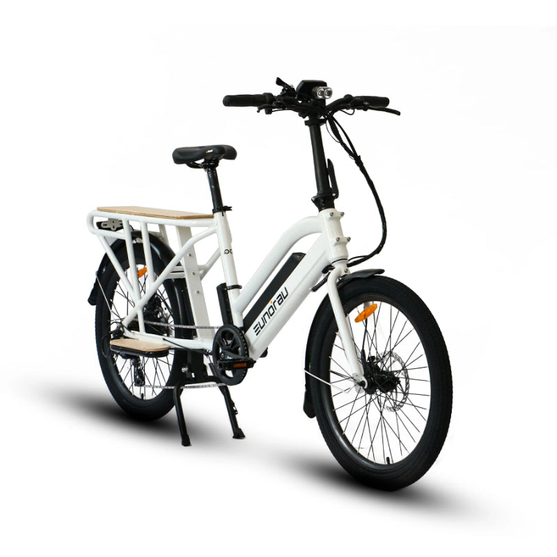 Eunorau Cargo Bike in Colour White in Front Side View