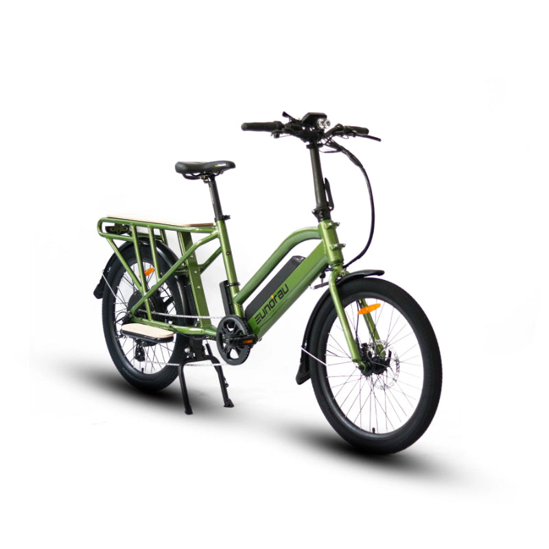 Eunorau Max Cargo Bike in Colour Green in Front Side View