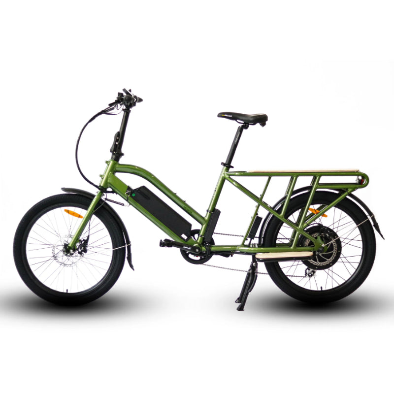 Eunorau Max Cargo Electric Bike in Colour Green Left Side View