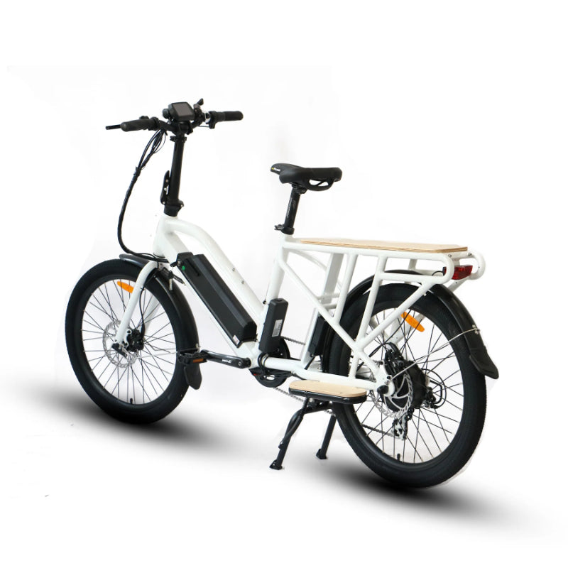 Eunorau Max Cargo Electric Bike in Colour White Rear Side View