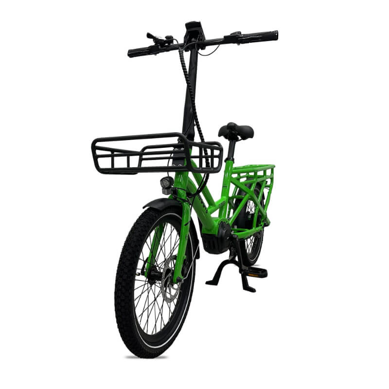 Moov8 C2 Electric Bike in Colour Forest Green Front Left Side View with Seat Rack and Front Basket