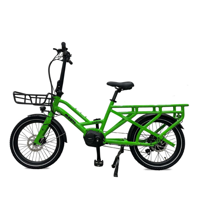 Moov8 C2 Electric Bike in Colour Forest Green Left Side View with Seat Rack and Front Basket