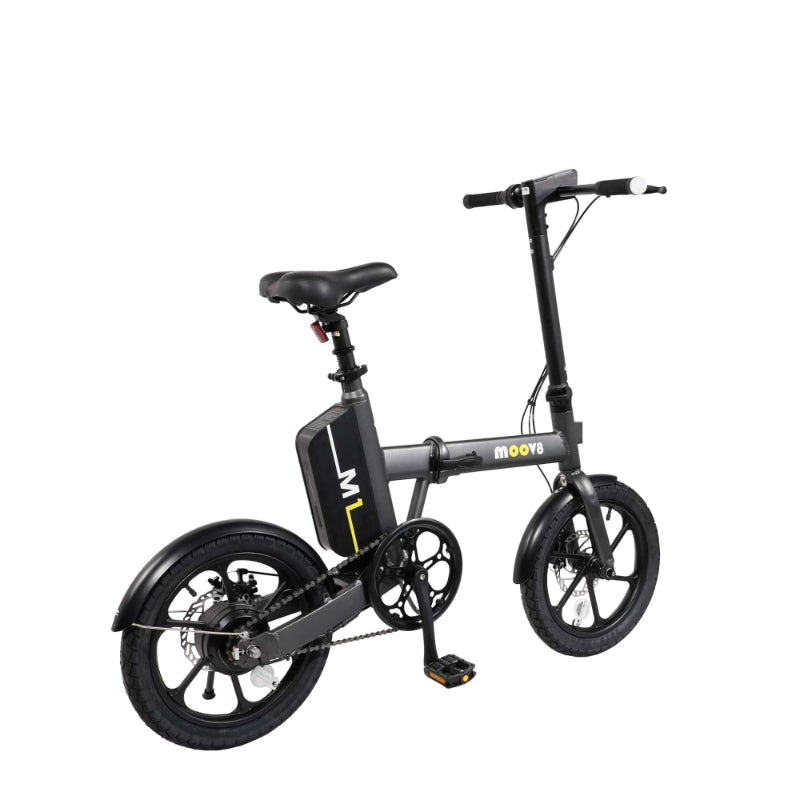 Moov8 M1 Electric Folding Bike in Colour Black Rear Side View