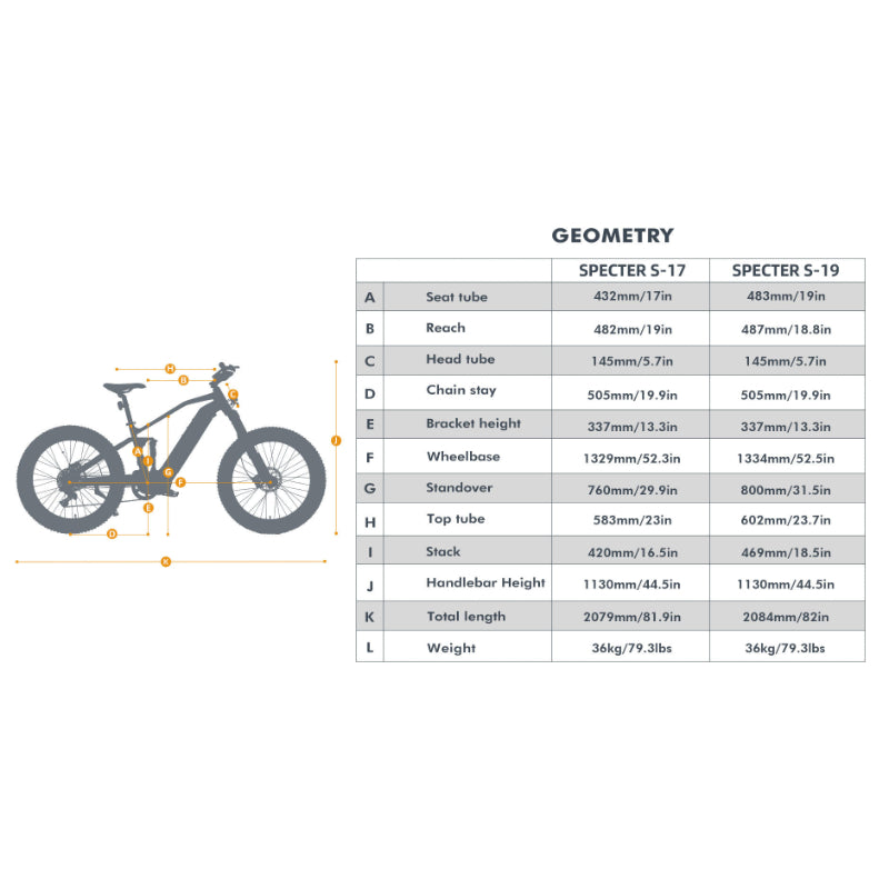 Specter-S Ebike Geometry